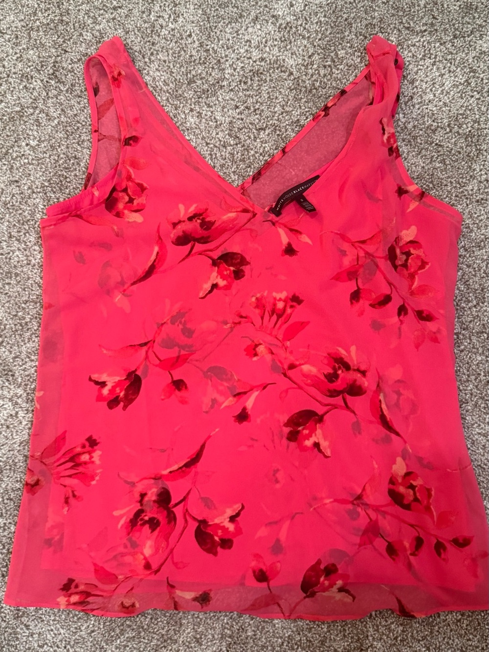 White House Black Market pinkish red color Floral V-Neck Camisole